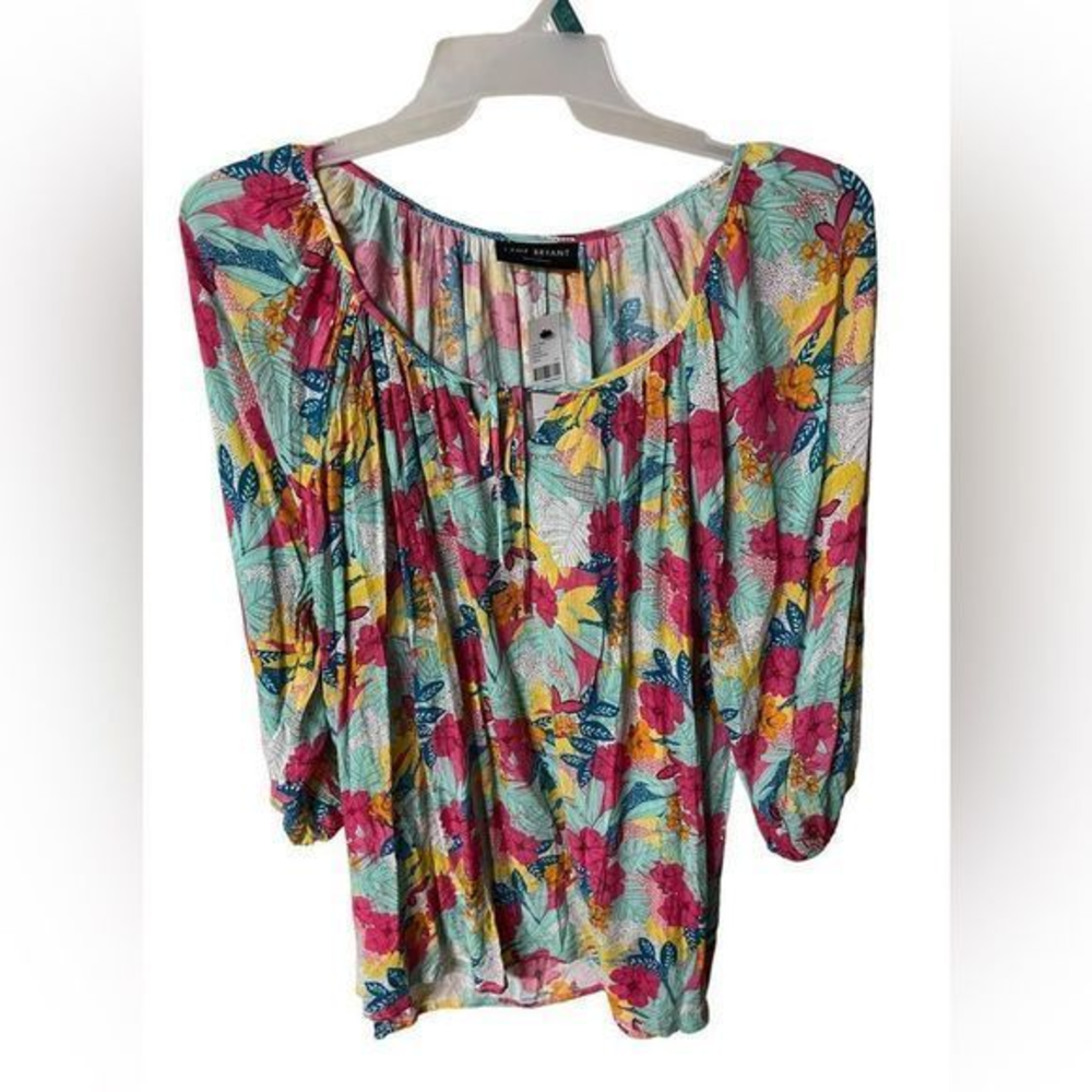 Lane Bryant plus size 22/24 colorful 3/4 elastic‎ sleeve top